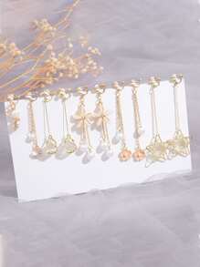 5 cặp/bộ kẹp tóc kim loại hình trái tim thời trang, thích hợp cho trang phục hàng ngày của phụ nữ, ngày lễ tình nhân, mẹ, mẹ, ngày của mẹ, quà tặng - Vàng - Xem 2