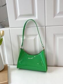 Màu thuần Giống lớp sơn Đơn giản Tiếng Pháp Cái túi - màu xanh lá - Xem 6