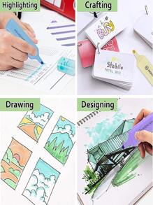 6pcs/Set Fluorescent Highlighter & Marker Pens, Pastel Macaron Colored For Drawing, Marking, Note-Taking Back To School