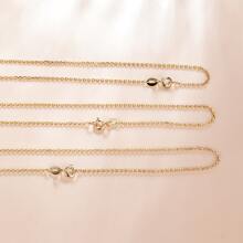 WOSTU 925纯银镀金缆绳链项链吊坠，时尚长款项链，女士饰品 - 金色 - 查看 6