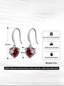 1 Pair Genuine 925 Sterling Silver 12 Birthstone Earrings Women Cubic Zirconia Paved Classic Birthday Lucky Stone Design Ear Piercing Elegant Jewelry Preferred Present For Birthday Party Mother's Day - Silver - View 6