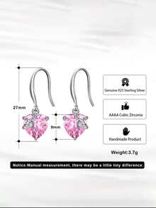 1 Pair Genuine 925 Sterling Silver 12 Birthstone Earrings Women Cubic Zirconia Paved Classic Birthday Lucky Stone Design Ear Piercing Elegant Jewelry Preferred Present For Birthday Party Mother's Day - Silver - View 9
