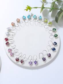 1 Pair Genuine 925 Sterling Silver 12 Birthstone Earrings Women Cubic Zirconia Paved Classic Birthday Lucky Stone Design Ear Piercing Elegant Jewelry Preferred Present For Birthday Party Mother's Day - Silver - View 3