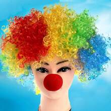 1入組小丑假髮彩色捲髮假面舞會派對禮服 - 彩色 - 查看 1