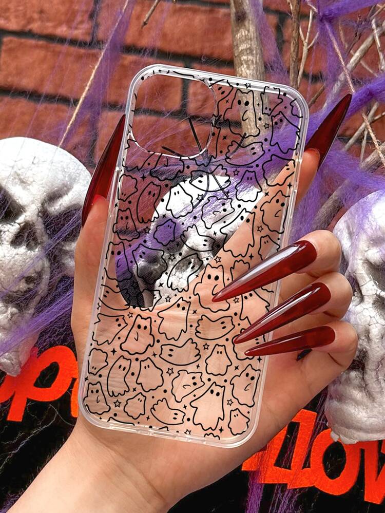 Ghost Print Clear Phone Case,International Version, Not The Domestic Version