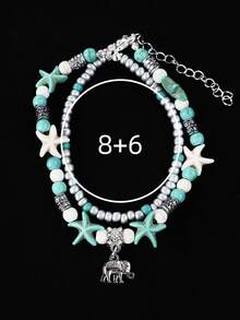 1pc Creative Elephant Beach Anklet Suitable For Ladies' Daily Wear - Silver - View 3