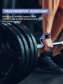 SKDK 1 par de correas de muñeca ajustables para levantamiento de pesas, culturismo, potencia, entrenamiento de fuerza y peso muerto. - Púrpura malva - Ver 7