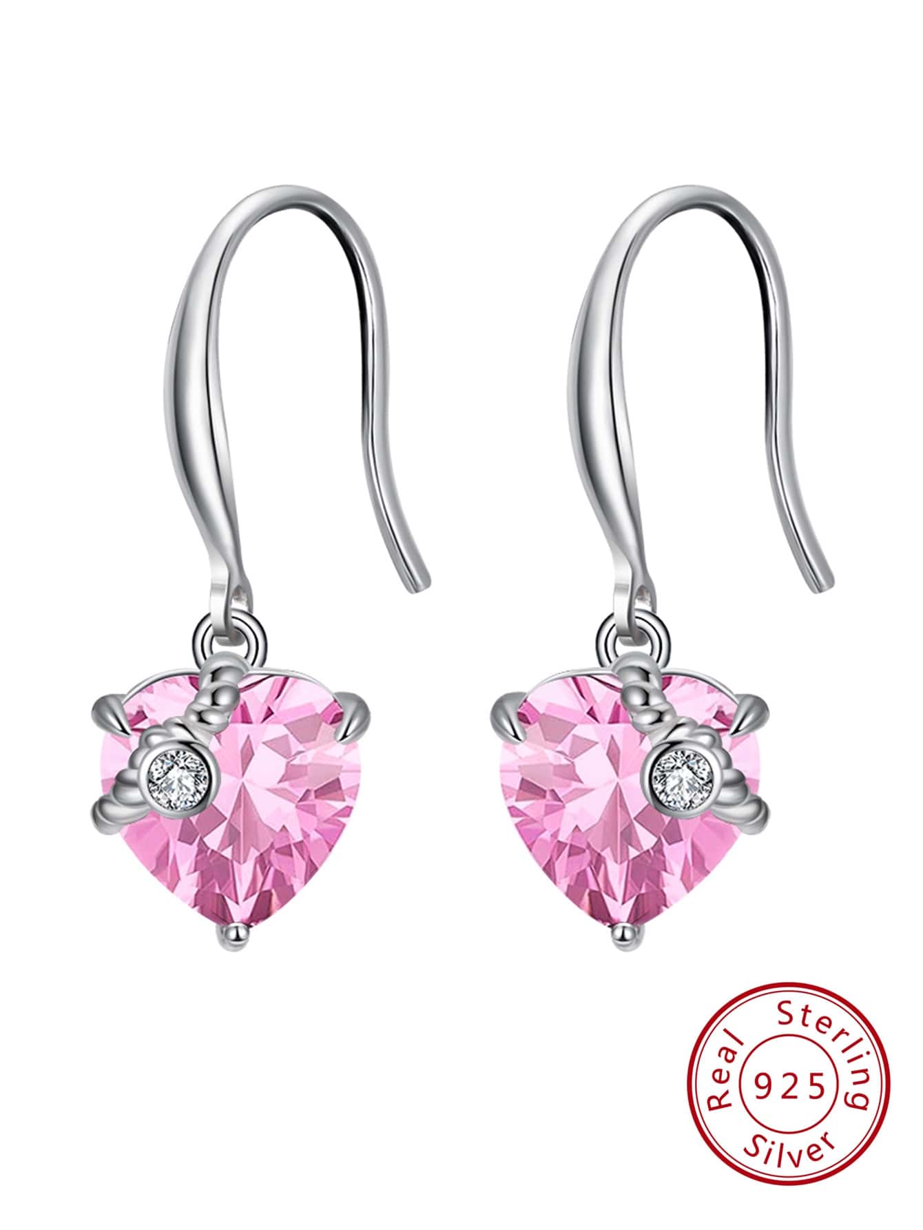 1 Pair Genuine 925 Sterling Silver 12 Birthstone Earrings Women Cubic Zirconia Paved Classic Birthday Lucky Stone Design Ear Piercing Elegant Jewelry Preferred Present For Birthday Party Mother's Day - Silver - View 1