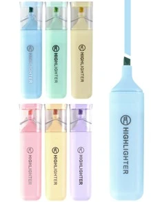 6pcs/Set Fluorescent Highlighter & Marker Pens, Pastel Macaron Colored For Drawing, Marking, Note-Taking Back To School