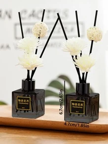 1 Bottle Of 50ML Brown Small Square Bottle Of Fireless Rose Essential Oil Aromatherapy Home + Fragrance Diffusion Stick