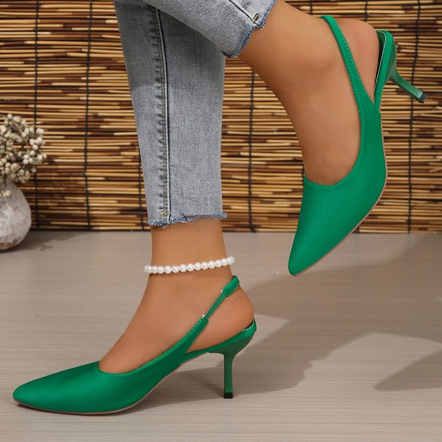 Kích thước lớn Thanh lịch & Sành điệu Giày cao gót Giày dép Đối với phụ nữ In Mùa Xuân Và Mùa hè , Pointed Toe & Gầy Gót chân Dép xăng đan , Linh hoạt Và Cao-kết thúc Thiết kế - màu xanh lá - Xem 1