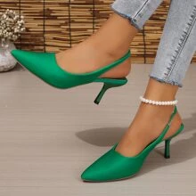 Kích thước lớn Thanh lịch & Sành điệu Giày cao gót Giày dép Đối với phụ nữ In Mùa Xuân Và Mùa hè , Pointed Toe & Gầy Gót chân Dép xăng đan , Linh hoạt Và Cao-kết thúc Thiết kế - màu xanh lá - Xem 3
