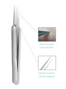 1 pieza Pinza recta de acero inoxidable para eliminar granitos, herramienta de pinzas con algodón para remover puntos negros