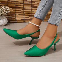 Kích thước lớn Thanh lịch & Sành điệu Giày cao gót Giày dép Đối với phụ nữ In Mùa Xuân Và Mùa hè , Pointed Toe & Gầy Gót chân Dép xăng đan , Linh hoạt Và Cao-kết thúc Thiết kế - màu xanh lá - Xem 4
