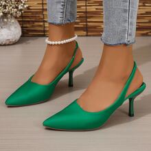Kích thước lớn Thanh lịch & Sành điệu Giày cao gót Giày dép Đối với phụ nữ In Mùa Xuân Và Mùa hè , Pointed Toe & Gầy Gót chân Dép xăng đan , Linh hoạt Và Cao-kết thúc Thiết kế - màu xanh lá - Xem 5