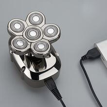 1pc Led Display Electric Shaver, Rechargeable, Dry/wet, With Hair Clipper Head - Silver - View 6