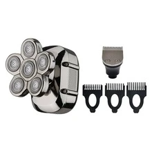 1pc Led Display Electric Shaver, Rechargeable, Dry/wet, With Hair Clipper Head - Silver - View 7