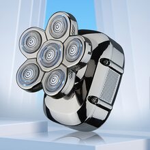 1pc Led Display Electric Shaver, Rechargeable, Dry/wet, With Hair Clipper Head - Silver - View 4