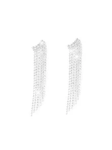 Gorgeous Crystal Rhinestone Earring Stud for Women 1 Pair - Silver - View 4