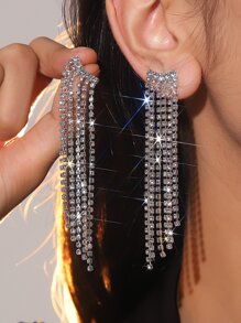 Gorgeous Crystal Rhinestone Earring Stud for Women 1 Pair - Silver - View 1