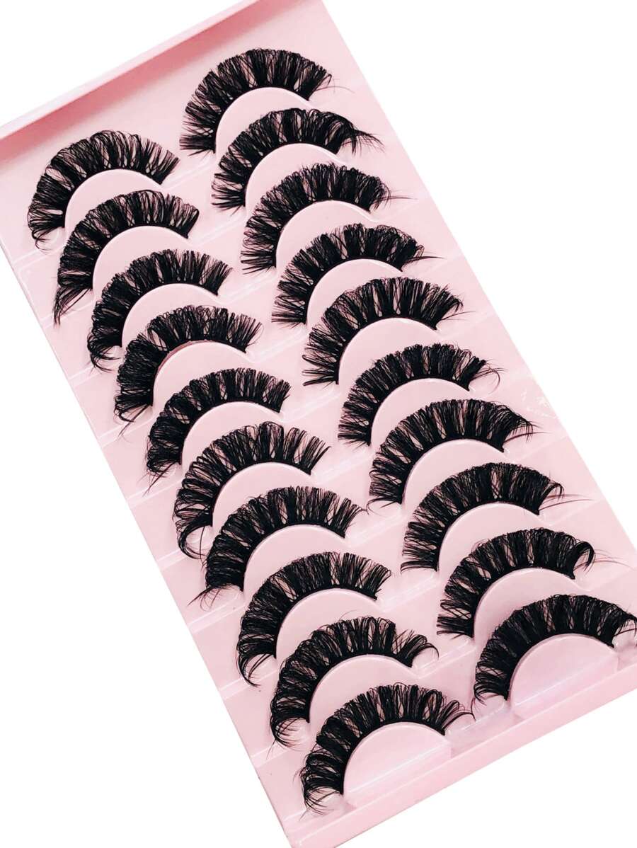 10 Pairs/Pack Fluffy Volume False Eyelashes Dramatic Messy Mink Lashes