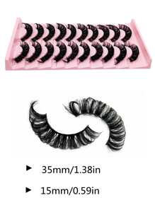 Asiteo 10 Cặp/Gói Mi giả dày, mềm mại, quyến rũ, làm từ lông chồn tự nhiên, mi giả 8D giúp kéo dài và làm dày mi, tạo hiệu ứng trang điểm mắt cáo, giúp kéo dài và làm dày khóe mắt ngoài - màu đen - Xem 5