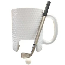 Taza De Cerámica Con Juego De Mini Golf Pluma Incluída