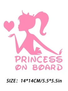 1pc Princess On Board Car Sticker - Pink - View 3