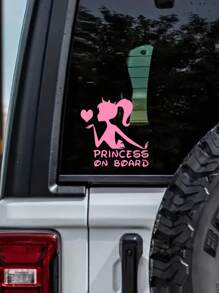 1pc Princess On Board Car Sticker - Pink - View 2