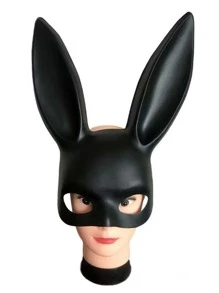 1pc Makeup Party Bunny Ear Mask For Stage Performance, Bar, Ktv With Rabbit Girl Theme - Black - View 6