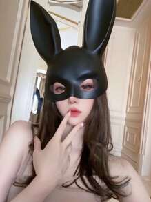 1pc Makeup Party Bunny Ear Mask For Stage Performance, Bar, Ktv With Rabbit Girl Theme - Black - View 1