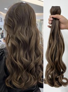 20-Inch Curly Wavy Invisible Hair Extensions, Chestnut Brown With Golden Highlights, Adjustable Size And Detachable Clips For Women - Multicolor - View 12