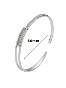 1 pieza Pulsera abierta plata color abierto decorado con pleno estrellas con Diamantes de imitación