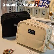 1pc Large Capacity Portable Pen Case With Multiple Layers And Compartments For Students To Store Stationery, Cosmetics And Learning Supplies - Black - View 5