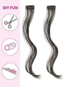 Cortina de flequillo de 14 pulgadas con 1 pieza de flequillo lateral con patillas de clip y barba de dragón larga y sintética extensiones de cabello para mujeres - negro - Negro - Ver 5