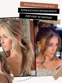 Cortina de flequillo de 14 pulgadas con 1 pieza de flequillo lateral con patillas de clip y barba de dragón larga y sintética extensiones de cabello para mujeres - negro - Negro - Ver 3