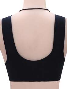 Sujetador de camiseta sin aros con cierre frontal, minimalista, cómodo y elástico para mujer de color negro - Negro - Ver 2