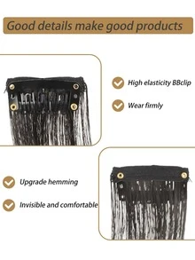 Clip de flequillo de 14 pulgadas con flequillo lateral de 1 pieza Flequillo con hebilla de flecos sintético largo de dragón con sienes-extensiones de cabello para mujeres-color marrón claro - Light Brown - Ver 6