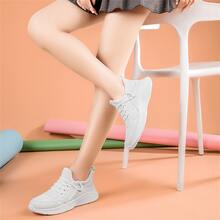 女性針織運動鞋,愛好者的鞋,透氣跑步鞋,日常休閒老爹鞋,厚防水台爸爸鞋,白色,合適的適用於大腳,夏天2023新品上架 - 白色 - 查看 2