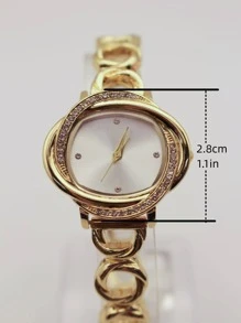 1 Peça Pulseira de Relógio Feminino Fashionable Dourada de Liga com Mostrador de Quartzo para Decoração Diária como Presente para Estudantes Retornando à Escola