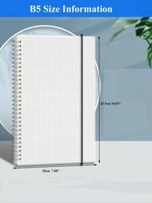 A5/B5/A4 Grid Coil Elastic Band Side-Flip Notebook/Notepad Back To School - White - View 5