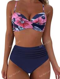 Women's Sexy Push-Up 2-Piece Bikini Set With Floral Pattern (Random Color) Summer