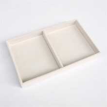 Caja De Almacenamiento Exhibidora De Joyas De Terciopelo Beige De 21cm De Largo Con 2 Compartimentos Para Collares, Pulseras Y Artículos Diarios