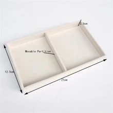 Caja De Almacenamiento Exhibidora De Joyas De Terciopelo Beige De 21cm De Largo Con 2 Compartimentos Para Collares, Pulseras Y Artículos Diarios