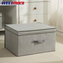 Clothing Storage Box Rectangular Folding Box With Lid Organizers Gray 60*40*30 Cm - Grey - View 2