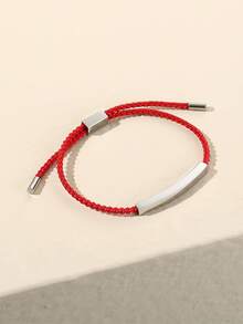 1只男士編織手鍊 - 紅色 - 查看 1