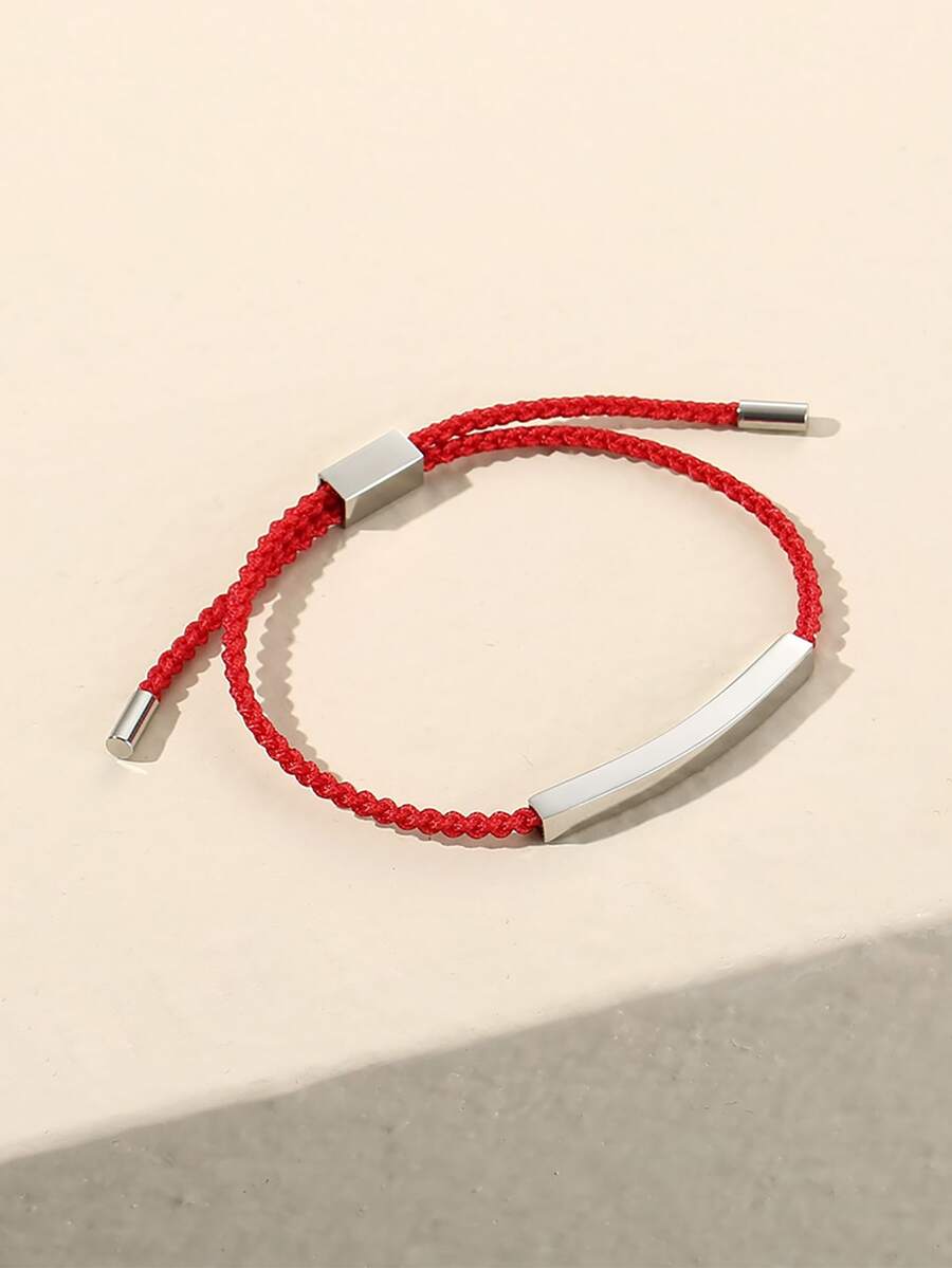 1只男士編織手鍊 - 紅色 - 查看 1