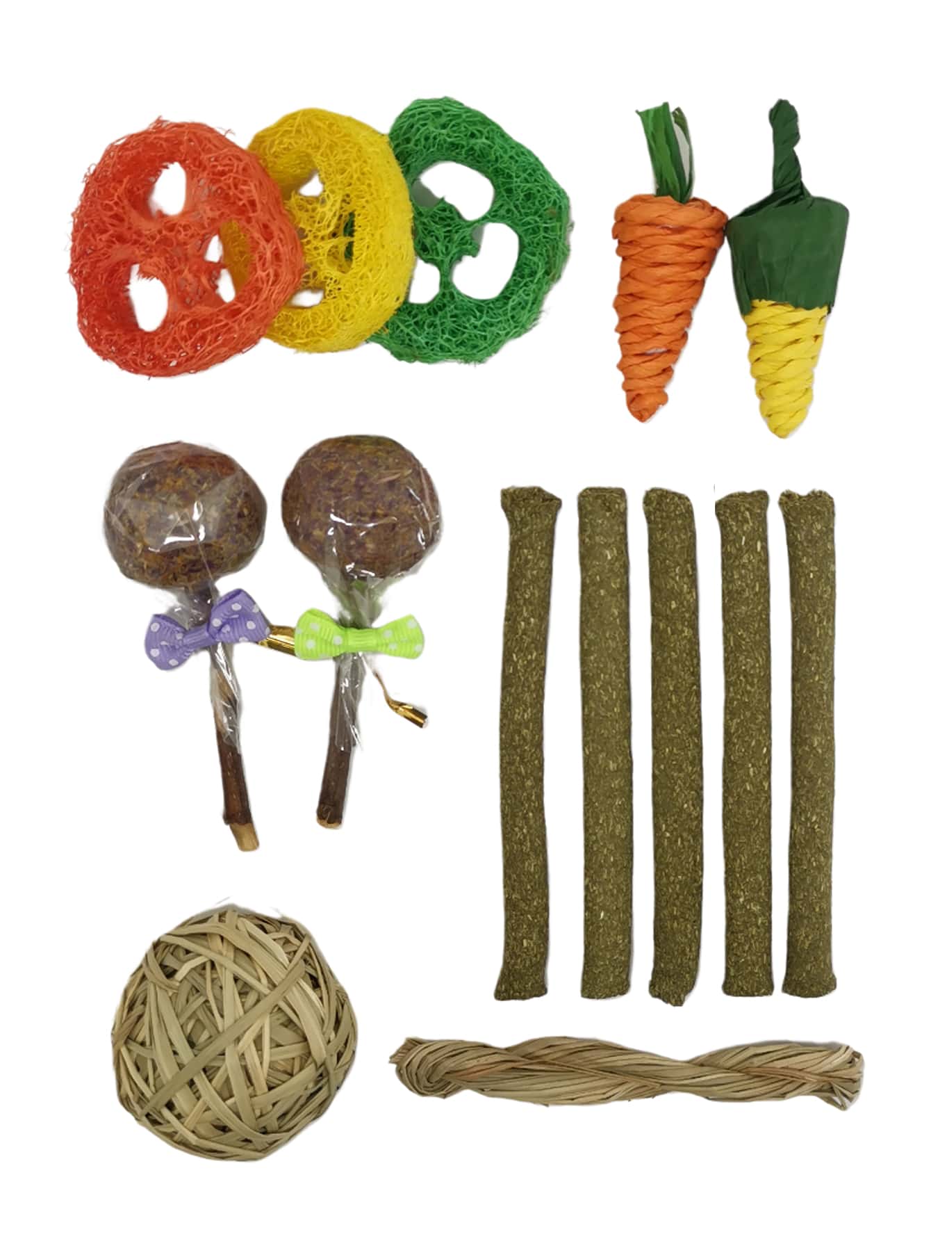 14 cái/bộ Tự nhiên Cỏ Thú cưng nhỏ Làm sạch răng & Sự giải trí Bộ đồ chơi , Thích hợp Đối với Thỏ , Con Lợn Đến Cắn Và Lỗ thông hơi , Màu sắc Ngẫu nhiên - Nhiều màu - Xem 1