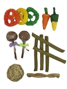 14 cái/bộ Tự nhiên Cỏ Thú cưng nhỏ Làm sạch răng & Sự giải trí Bộ đồ chơi , Thích hợp Đối với Thỏ , Con Lợn Đến Cắn Và Lỗ thông hơi , Màu sắc Ngẫu nhiên - Nhiều màu - Xem 2