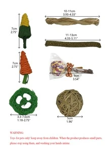 14 cái/bộ Tự nhiên Cỏ Thú cưng nhỏ Làm sạch răng & Sự giải trí Bộ đồ chơi , Thích hợp Đối với Thỏ , Con Lợn Đến Cắn Và Lỗ thông hơi , Màu sắc Ngẫu nhiên - Nhiều màu - Xem 3